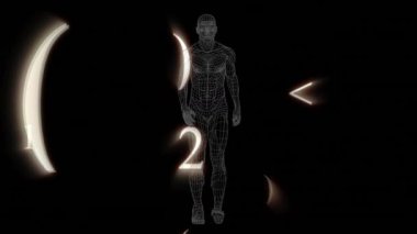 Dijital insan yerine sayıların animasyonu. küresel iş, finans, bağlantılar ve dijital arayüz konsepti dijital olarak oluşturulmuş video.