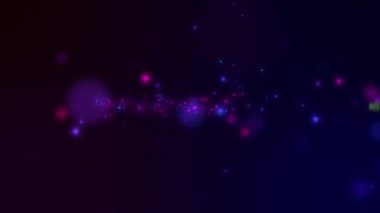 Mavi arka planda noktaların ve ışık noktalarının canlandırılması. Sosyal medya ve iletişim arayüzü kavramı dijital olarak oluşturulmuş video.