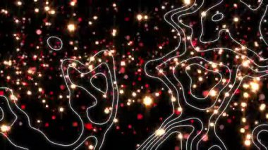 Noelde siyah arka planda beneklerin ve şekillerin animasyonu. Noel, kış, gelenek ve kutlama konsepti dijital olarak oluşturulmuş video.