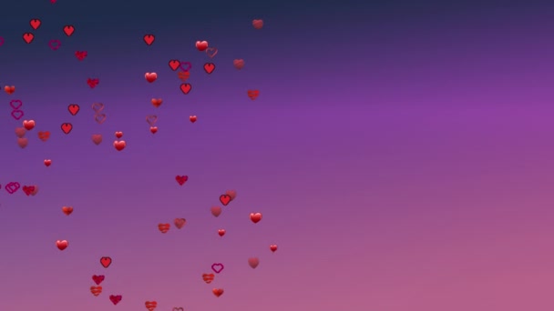 Animación Iconos Del Corazón Sobre Fondo Púrpura Concepto Interfaz Comunicación — Vídeos de Stock