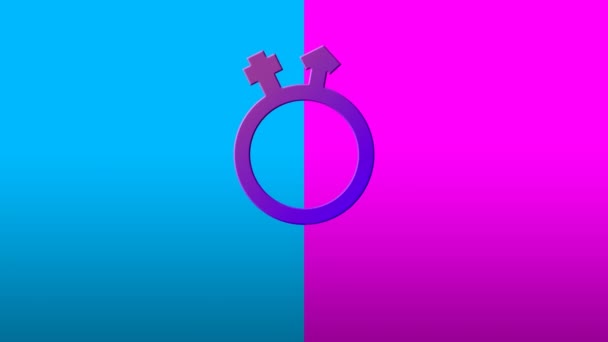 Animation Gender Fluid Text Symbol Red Blue Background Tolerance Digital — Stock Video