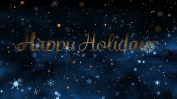 Animación Felices Fiestas Texto Nieve Cayendo Navidad Sobre Fondo Negro — Vídeos de Stock