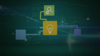 Şebeke üzerinde insan simgeleri ve veri işleme ağlarının animasyonu. küresel bağlantılar, dijital arayüz ve dijital arayüz konsepti dijital olarak oluşturulmuş video.