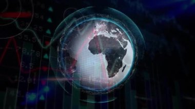 Tüm dünyada bağlantılar ve veri işleme ağlarının animasyonu. küresel bağlantılar, ağlar ve bulut hesaplama konsepti dijital olarak oluşturulmuş video.