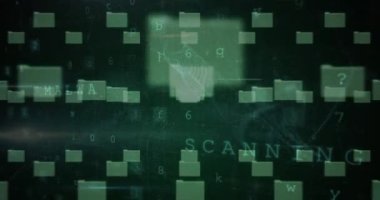 Siyah arkaplanda güvenlik kilidi ve veri işleme animasyonu. küresel iletişim ve veri güvenliği konsepti dijital olarak oluşturulmuş video.