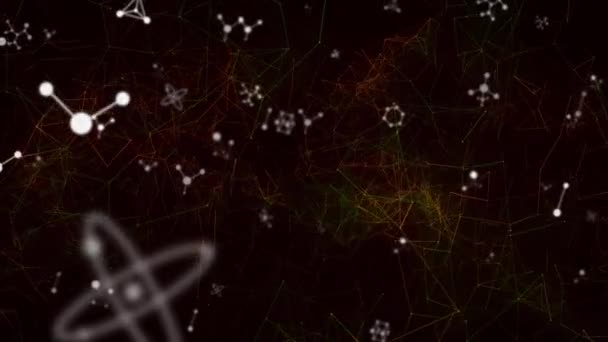 Animation Molécules Déplaçant Sur Des Réseaux Connexions Science Globale Traitement — Video