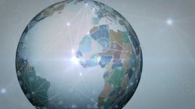 Dünya üzerindeki bağlantı ağlarının animasyonu. küresel bağlantılar, ağlar ve bulut hesaplama konsepti dijital olarak oluşturulmuş video.