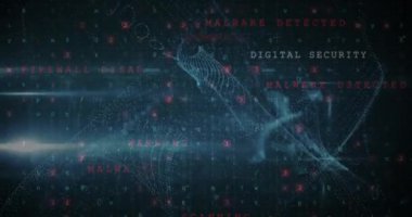 Donanmanın arka planında asma kilit ve veri işleme animasyonu. küresel iletişim ve veri güvenliği konsepti dijital olarak oluşturulmuş video.