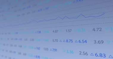 Mavi arka planda finansal verilerin ve grafiklerin animasyonu. küresel iş, finans, ekonomi ve teknoloji konsepti dijital olarak oluşturulmuş video.