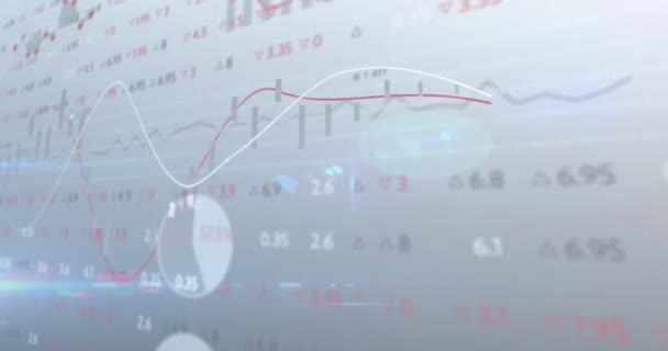 灰色の背景に関する財務データとグラフのアニメーション 世界的なビジネス テクノロジーの概念がデジタルで生成され — ストック動画