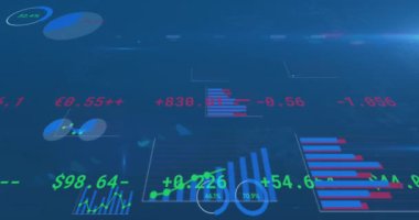 Donanma geçmişi üzerinden finansal verilerin ve grafiklerin animasyonu. küresel iş, finans, ekonomi ve teknoloji konsepti dijital olarak oluşturulmuş video.