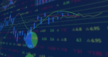 Donanma geçmişi üzerinden finansal verilerin ve grafiklerin animasyonu. küresel iş, finans, ekonomi ve teknoloji konsepti dijital olarak oluşturulmuş video.