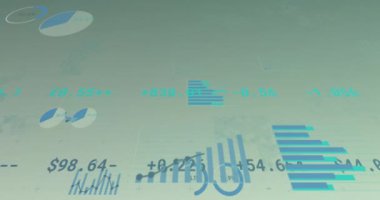 Finansal verilerin ve grafiklerin yeşil arka planda canlandırılması. küresel iş, finans, ekonomi ve teknoloji konsepti dijital olarak oluşturulmuş video.