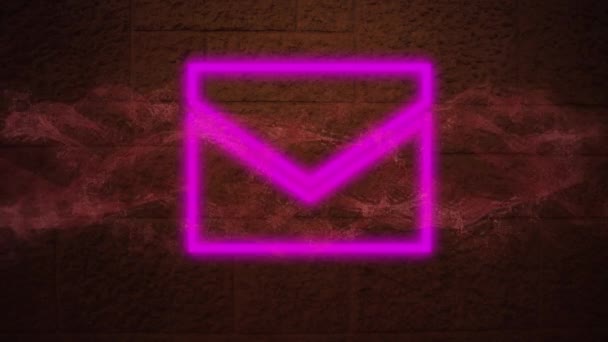 Animation Neon Mail Icon Smoke Brown Background Colour Movement Digital — Stock Video