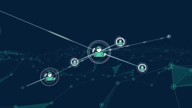Donanma arkaplanındaki bağlantı ağının animasyonu. küresel bağlantılar, iş dünyası, dijital arayüz, teknoloji ve ağ konsepti dijital olarak oluşturulmuş video.