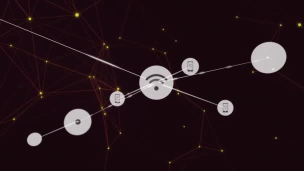 黒の背景に接続のネットワークのアニメーション 世界規模の接続 ビジネス デジタルインターフェース テクノロジー ネットワーキングの概念デジタルで生成されたビデオ — ストック動画