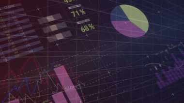 Şebeke üzerinde finansal veri işleme animasyonu. küresel iş, finans ve veri işleme kavramı dijital olarak oluşturulmuş video.