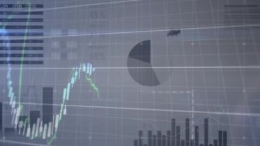 Şebeke üzerinde finansal veri işleme animasyonu. küresel iş, finans ve veri işleme kavramı dijital olarak oluşturulmuş video.