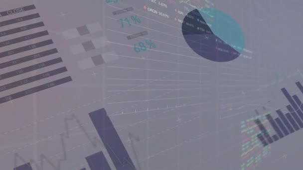 Animación Del Procesamiento Datos Financieros Través Red Concepto Global Negocio — Vídeo de stock