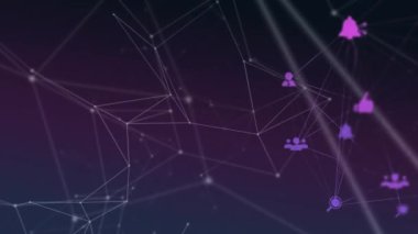 Dijital simgelerle bağlantılı dünyanın animasyonu. küresel bağlantılar, ağlar ve dijital arayüz konsepti dijital olarak oluşturulmuş video.
