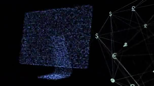 Animação Computador Digital Com Rede Conexões Com Ícones Digitais Conexões — Vídeo de Stock