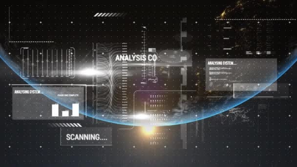 Animation Der Datenverarbeitung Über Den Globus Hintergrund Globales Online Computing — Stockvideo