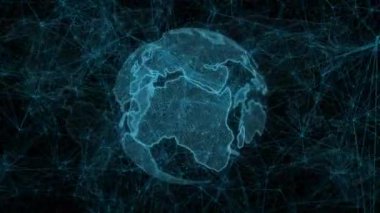 Dünya üzerindeki bağlantı ağının animasyonu. küresel bağlantılar, ağlar ve veri işleme konsepti dijital olarak oluşturulmuş video.