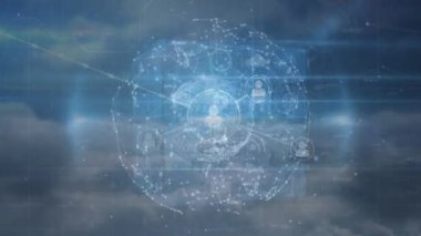 Dünya üzerindeki insan simgeleriyle bağlantı ağının animasyonu. küresel bağlantılar, ağlar ve dijital arayüz konsepti dijital olarak oluşturulmuş video.