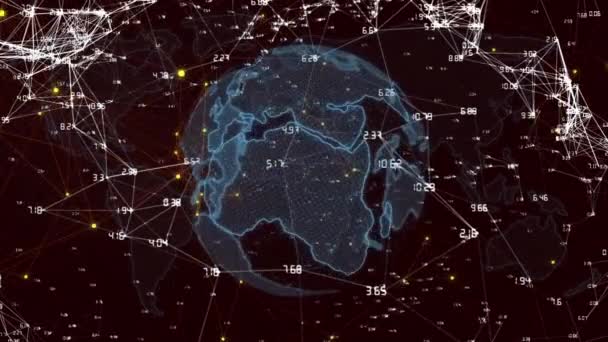Animação Rede Conexões Com Números Globo Conexões Globais Redes Conceito — Vídeo de Stock