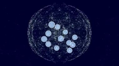 Dijital simgelerle bağlantı ağı küresinin animasyonu. küresel bağlantılar, ağlar ve veri işleme konsepti dijital olarak oluşturulmuş video.