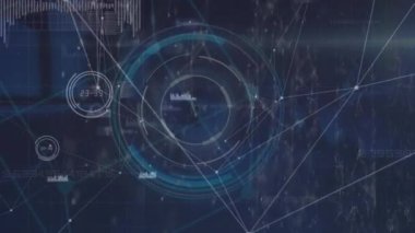 Kapsam taraması üzerinden insan simgeleriyle bağlantı ağının animasyonu. küresel bağlantılar, ağlar ve dijital arayüz konsepti dijital olarak oluşturulmuş video.
