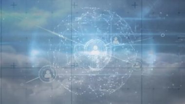 Dünya üzerindeki insan simgeleriyle bağlantı ağının animasyonu. küresel bağlantılar, ağlar ve dijital arayüz konsepti dijital olarak oluşturulmuş video.