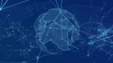Bağlantı ağı küresinin animasyonu. küresel bağlantılar, ağlar ve veri işleme konsepti dijital olarak oluşturulmuş video.