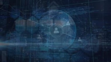 Dünya üzerindeki insan simgeleriyle bağlantı ağının animasyonu. küresel bağlantılar, ağlar ve dijital arayüz konsepti dijital olarak oluşturulmuş video.