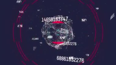 Sayılar ve veri işleme ile bağlantı ağı küresinin animasyonu. küresel bağlantılar, ağlar ve veri işleme konsepti dijital olarak oluşturulmuş video.
