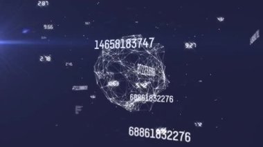 Tüm dünyada numaraların ve veri işlemenin animasyonu. küresel bağlantılar, ağlar ve veri işleme konsepti dijital olarak oluşturulmuş video.