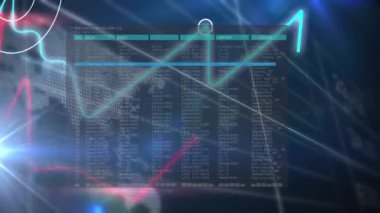 Dünya çapında finansal veri işleme animasyonu. küresel veri işleme ve dijital arayüz konsepti dijital olarak oluşturulmuş video.