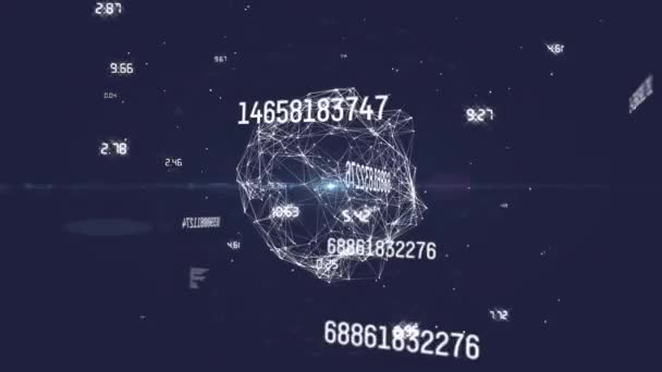Animação Globo Rede Conexões Com Números Processamento Dados Conexões Globais — Vídeo de Stock