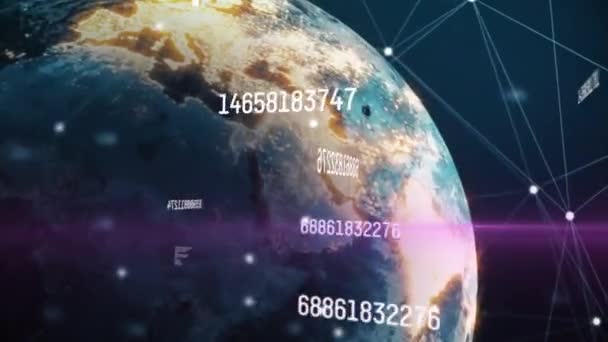 Animatie Van Globe Van Het Netwerk Van Verbindingen Met Nummers — Stockvideo