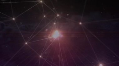Kahverengi uzayda hareket eden ışıklarla olan bağlantıların animasyonu. küresel ağ, bağlantılar, iletişim ve teknoloji konsepti dijital olarak oluşturulmuş video.