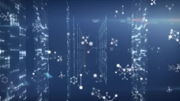 Animação Moléculas Sobre Processamento Dados Diversificado Fundo Marinho Conceito Ciência — Vídeo de Stock