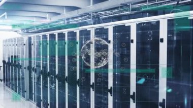 Bağlantılar ve sunucular üzerinden dünyanın animasyonu. küresel ağ, bağlantılar, teknoloji ve dijital arayüz konsepti dijital olarak oluşturulmuş video.