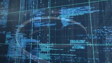 Donanma arka planında veri işleme animasyonu. küresel ağ, bağlantılar, veri işleme, teknoloji ve dijital arayüz kavramı dijital olarak oluşturulmuş video.