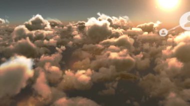 Gökyüzü üzerindeki bulutlarla insan ilişkilerinin animasyonu. küresel ağlar, bağlantılar ve dijital arayüz konsepti dijital olarak oluşturulmuş video.