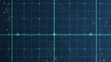 Mavi üzerine kıvılcımların animasyonu kontrol edildi. iletişim, teknoloji ve dijital arayüz kavramı dijital olarak oluşturulmuş video.