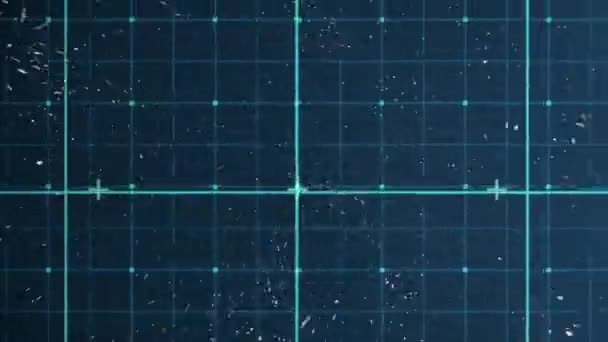 Animation Sparkles Blue Checked Space Communication Technology Digital Interface Concept — Stock Video