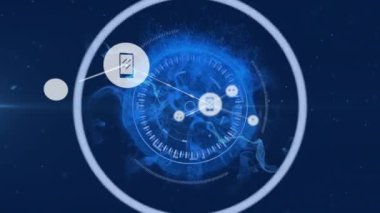 Dünya üzerindeki simgelerle bağlantı ağının animasyonu. küresel bağlantılar, veri işleme ve dijital arayüz konsepti dijital olarak oluşturulmuş video.