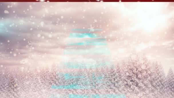 Animation Von Bildschirmen Mit Verschiedenen Daten Über Die Winterlandschaft Weihnachten — Stockvideo