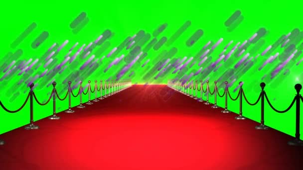 Анімація Фіолетових Форм Рухаються Над Червоним Килимом Зеленим Тлом Кінематографія — стокове відео