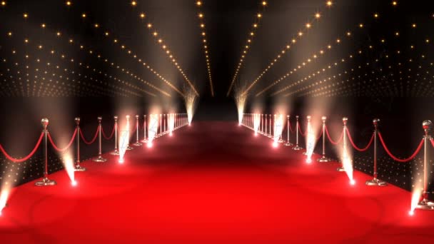 Animation Light Red Carpet Perspective Cinematography Movie Awards Celebration Concept — Stock Video